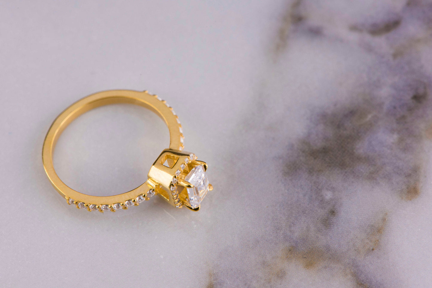 Emerald Cut Moissanite Halo Ring – 14K Yellow Gold, GIA Certified Stones, Handmade Engagement or Gift Ring
