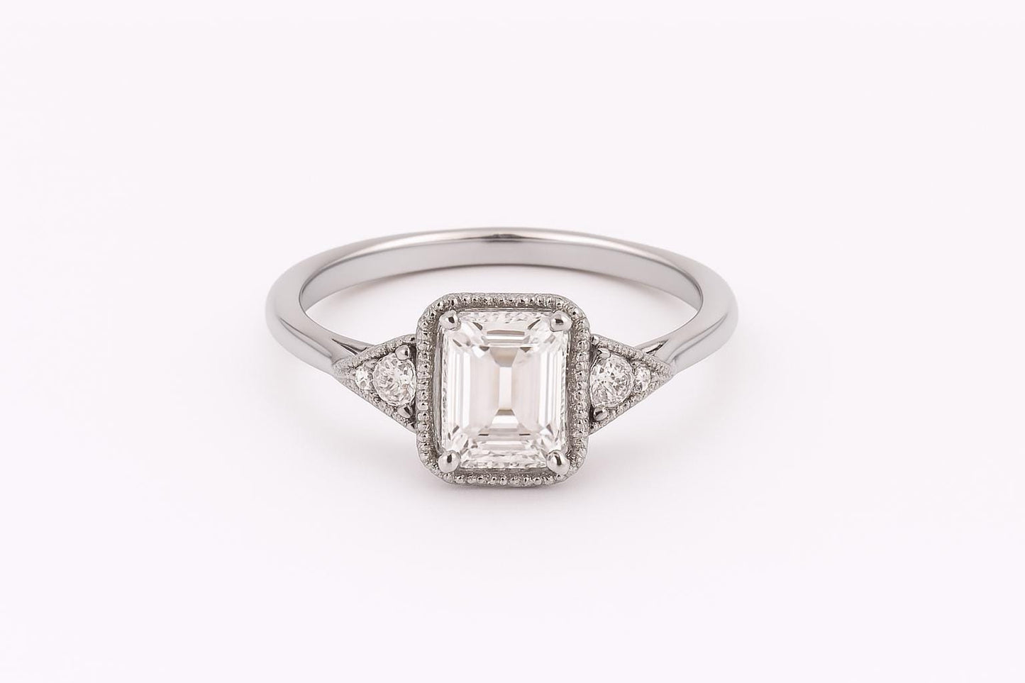 Emerald Cut Moissanite Ring – 14K Rose Gold, Vintage Style, GIA Certified, Conflict-Free Diamonds, Handmade Ring